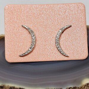 TASHI 925 Sterling Silver CZ Crescent Stud Earrings Cubic Zirconia